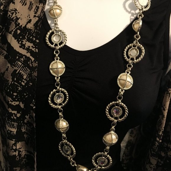 Tassel Belt Long necklace belt Silver/Pearl/Bling/Tassel EUC! boho chic - Picture 2 of 7